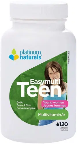Platinum Naturals Easymulti Teen Multivitamin: Young Women – 120 softgels